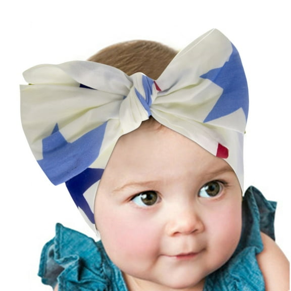 Nrmvnmi Girls' Patriotic Print Headband 4th of July Themed Independence Day Bow Tie Knot Headband