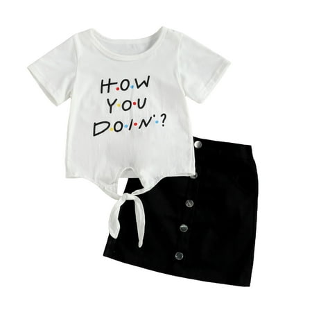 

Binpure Kids Baby Girls Fashion 2-piece Outfit Set Print T-shirt+Skirt Set