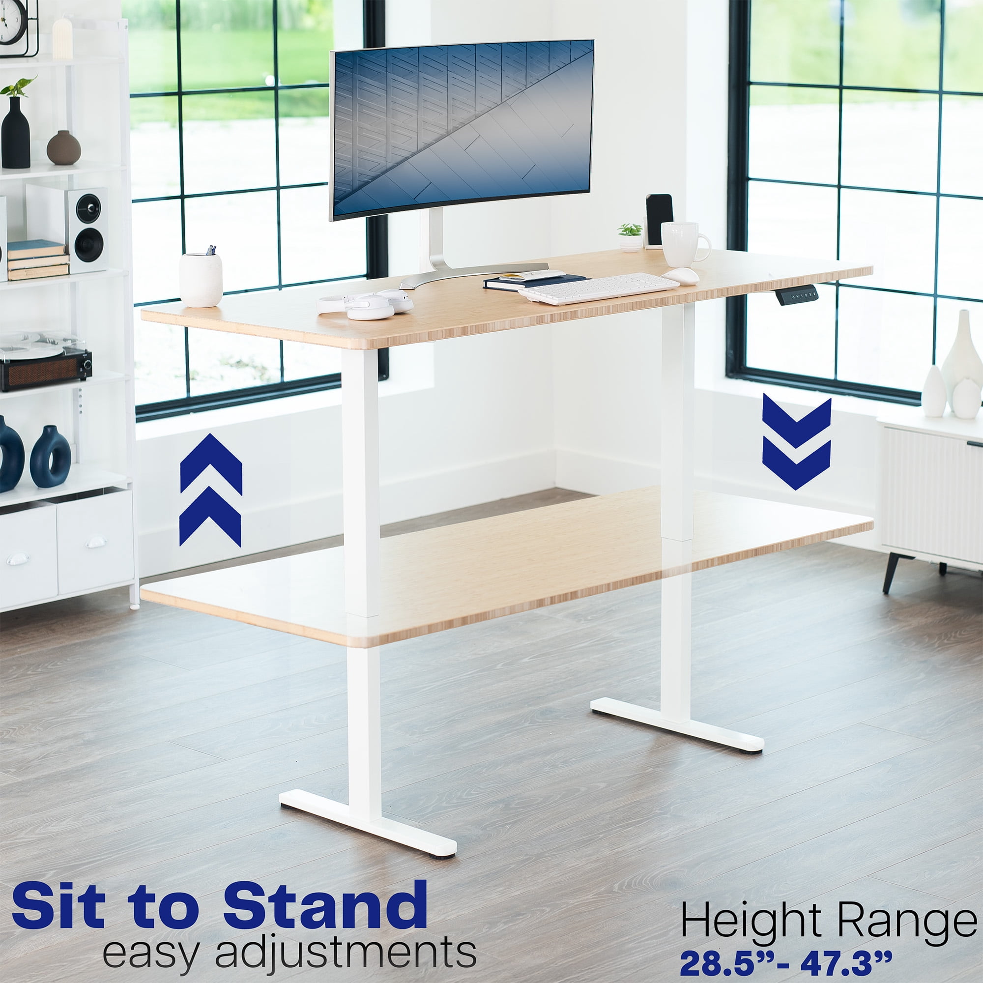 VIVO White Electric Dual Motor Standing Desk Frame, Height Adjustable Legs