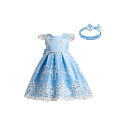 

Kids Girls Flower Princess Dress Birthday Bridesmaid Party Pageant Formal Lace Long Dresses + Headwear 0-7T