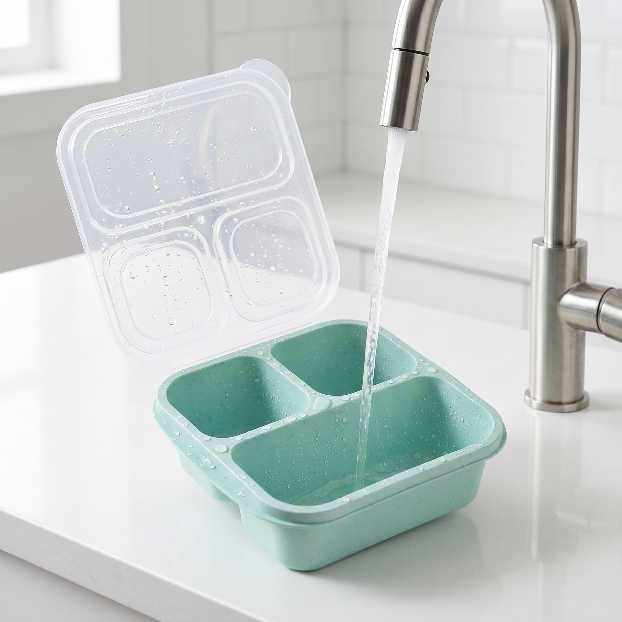 Unique Bargains Wheat Straw Leak-Proof Meal Lunch Bento Box for Work Travel Green