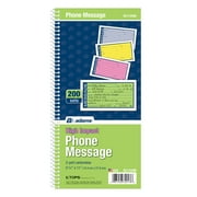 Adams Wirebound Telephone Message Book, 2-Part Carbonless, 5-1/4" x 11", White/Canary, 200 Forms
