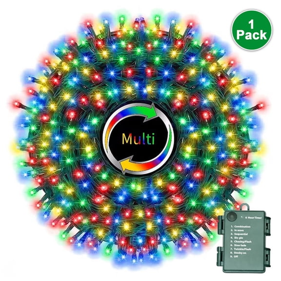 100 LED Multicolor Christmas String Lights, 34.1FT Waterproof Battery Operated Lights with 8 Modes, Indoor Outdoor Home, Yard, Wedding and Christmas Tree Decor