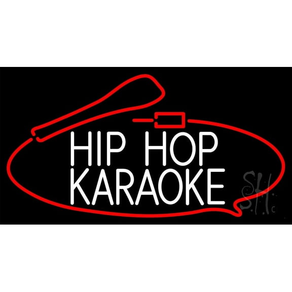 Hip Hop Karaoke LED Neon Sign 20" Tall x 37" Wide - inches Black Square Cut Acrylic Backing, with Dimmer - Premium built indoor Sign for Studio, Club, Home décor, Event, Workshop, Storefront.