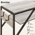 thumbnail image 5 of Bestier 40 inch Wood Console Table with 2 Hooks & Shelves Sofa Table  Gray, 5 of 8