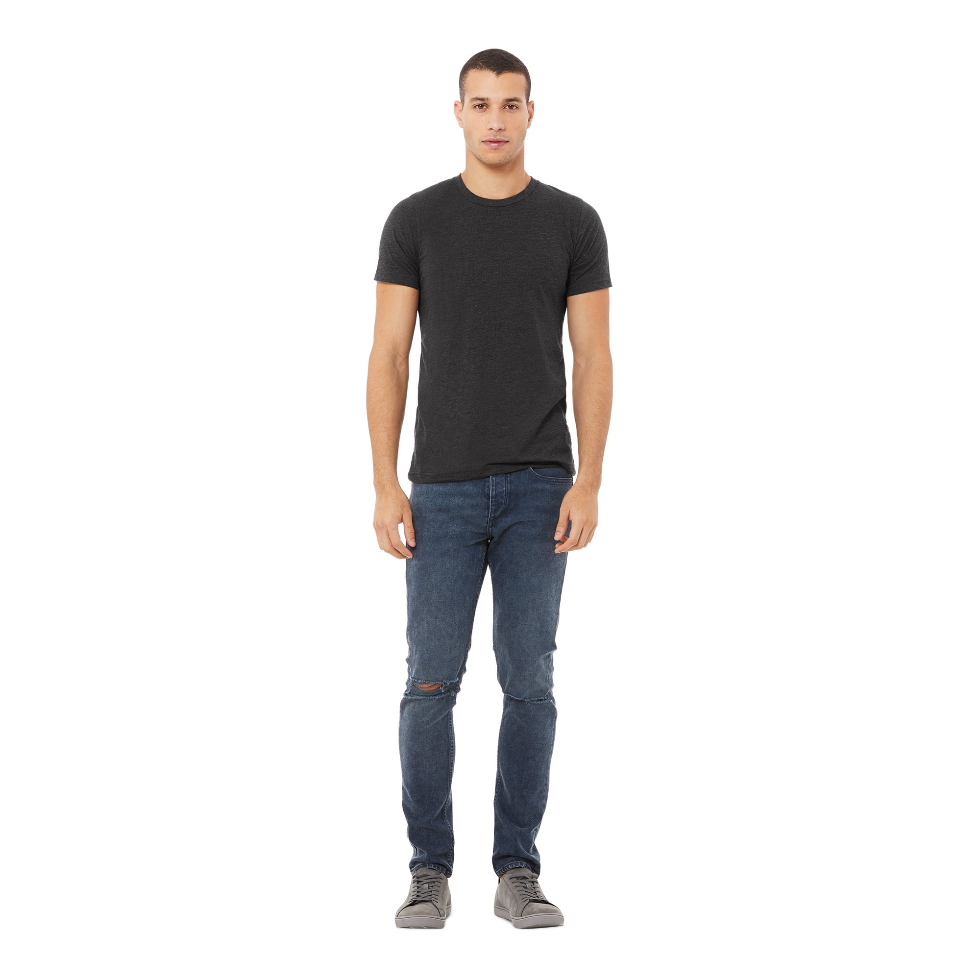 BELLA+CANVAS Adult Crew Neck Personalized T-Shirt, Create your own Designs, Dark Grey Heather, XXlarge Unisex
