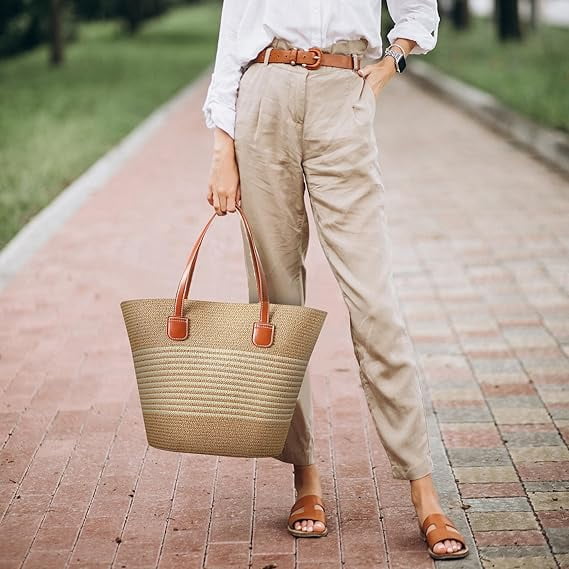 Nollia Straw Bags For Women | Travel Straw Totes Bag, Summer Woven Handmade, Shoulder Bag Handbag