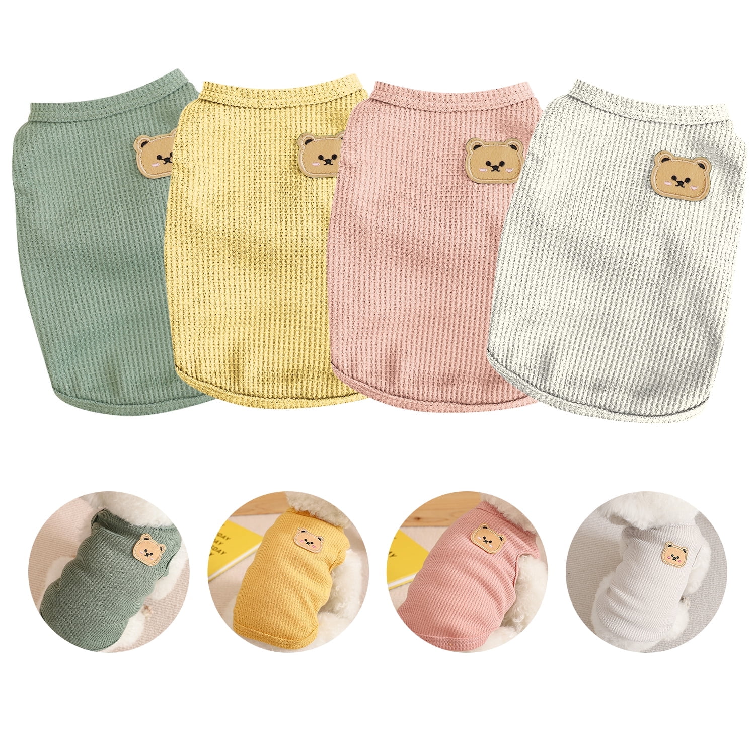 4-Piece Breathable Dog Shirts for Small & Medium Pets – Comfortable Spring Outfits for Puppies and Cats(Small)