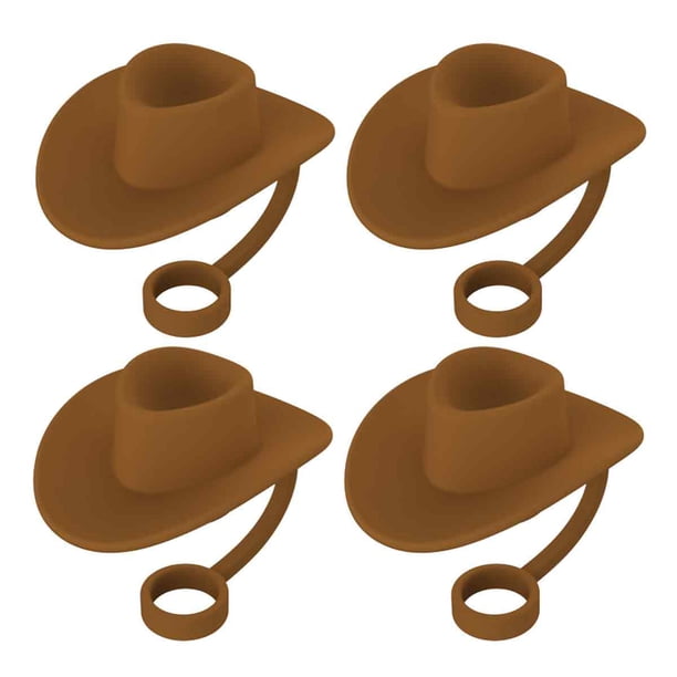 Tapa de pajita para taza de 30 a 40 oz, tapa de pajita de silicona, sombrero de vaquero, accesorios para vaso de 10 mm, 0,4 pulgadas, lindos regalos para mujeres