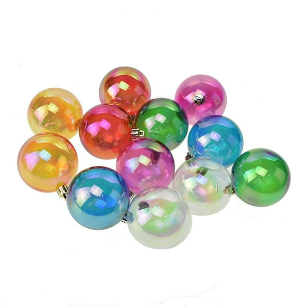 Clear Iridescent Shatterproof Christmas Ball Ornaments, 21/4Inch, 12