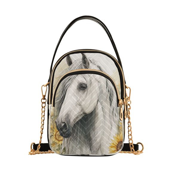 Leather Handbag Crossbody Bag Elegant Long Mane White Horse