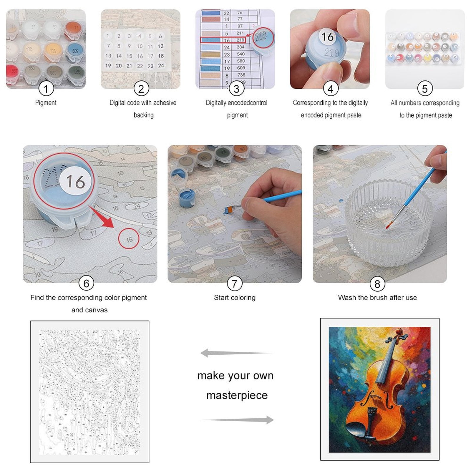 Paint by Numbers Kit for Adults, Vibrant Violin Abstract Canvas Art Paint by Numbers, Easy Paint by Numbers Kit for Adults Beginner, DIY Adult Paint by Number Kits on Canvas, Home Decor