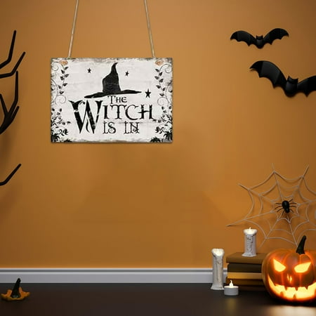 

Party Witch Hat Sign Wooden Craft Ornament Celebration Unique Pumpkin Night Hanging Accessory