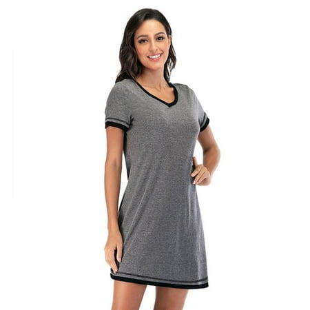 

Women Pajamas Short Sleeve Peach Heart Neck Nightdress Summer Casual Nightdress Loose Comfort Pajamas Casual Home Dress