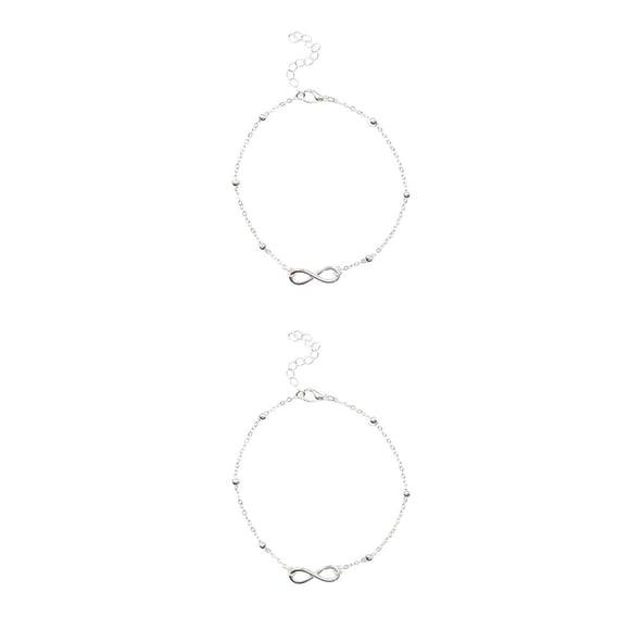Minnieouse Tobillera para niñas, adorno de joyería, cadenas para pies para decoración de vestidos, plata en forma de 8 plata en forma de 8 2piezas