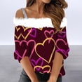 thumbnail image 2 of NMMUED Women's Valentine Shirts Heart Graphic Heart Shirts Spring Outfits for Women Off the Shoulder Long Sleeve Top Womens Tops Casual Red Holiday Tops for Women (S-3XL), 2 of 5