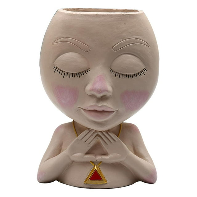 Maceta de resina para flores, cara , maceta para flores suculentas, adorno decorativo