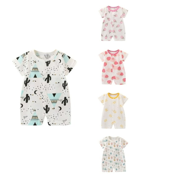 Ahuyic Toddler Kids Casual Rompers, Spring And Autumns Kids Short Sleeved JumpSuit,Children Summer Thin Printed RouAnd Neck Short Sleeves Short Romper