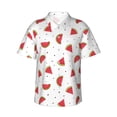 thumbnail image 4 of Wukai Hand Drawn Watermelon Men's Hawaiian Shirt Short Sleeve Casual Button Down Summer Beach Aloha Shirt Tropical Print Holiday Party, 4 of 8