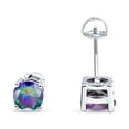 thumbnail image 2 of 5mm Solitaire Screw Back Stud Earring Round Simulated CZ Solid 925 Sterling Silver, 2 of 5