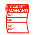 thumbnail image 1 of Carpet Remnant Tag. Printed in Red Ink on White 10 points C1S Stock with Strong Reinforced Eyelet. Size: 7" (Height) x 5 1/4" (Width). FREE Shipping. 5000 Tags, 1 of 1