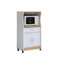 thumbnail image 1 of Hodedah Wheeled Microwave Island Cart with Drawer, White, 1 of 7