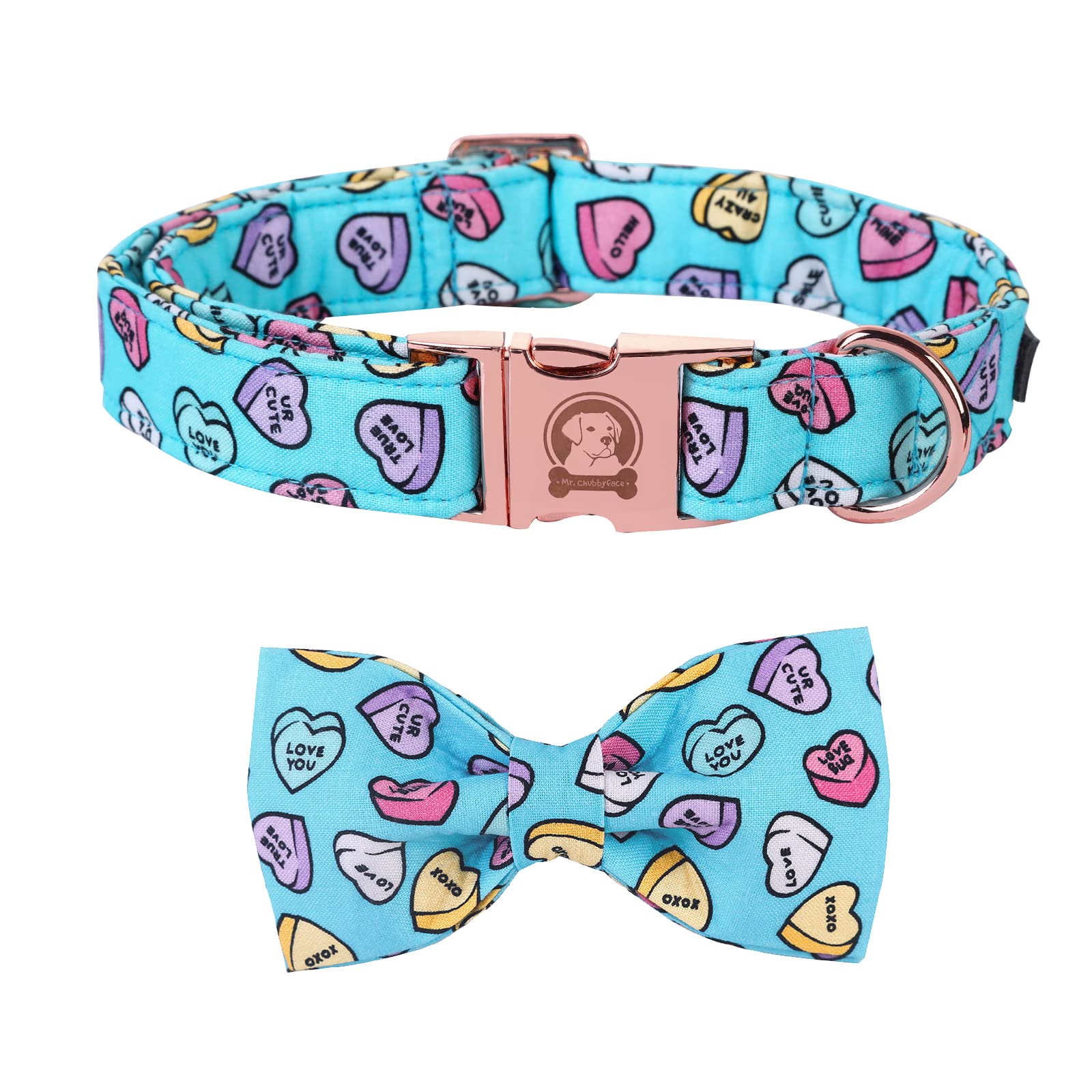 Mr.Chubbyface Dog Collar with Dog Bow Tie,Soft Dog Collars for Special