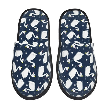 Balery Swan Slient Indoor Furry Fleece Comfort House Shoes Soft Non-Slip Home Shoes Cotton slippers House Slippers-- Large