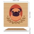 thumbnail image 2 of GZHJMY Square Drink Coasters, 4 Pcs Portrait of a Pug on Wood Absorbent Ceramic Coffee Coasters for Drinks with Cork Base Housewarming Gift for Home Decor, 2 of 6