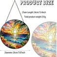 thumbnail image 2 of Beach Sunset Sun Catcher Stained Glass Window Hanging Beach Lovers Gifts for Women Wall Decor Landscape Decoration for Home Garden Housewarming Gifts, 2 of 5