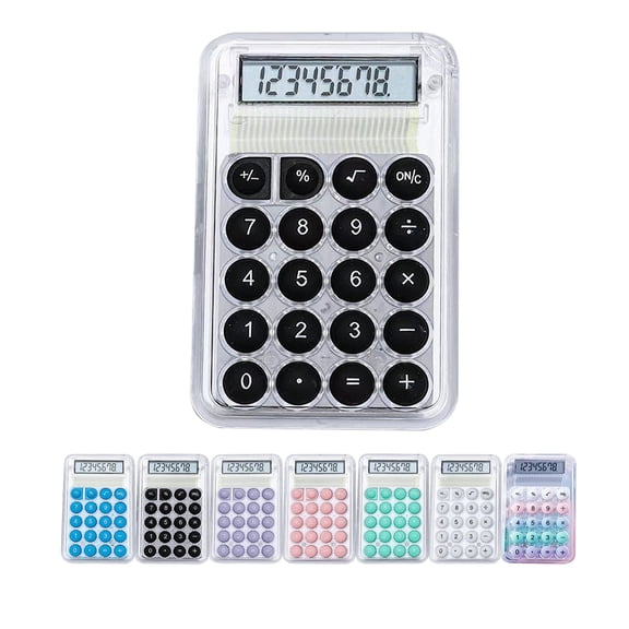 Mechanical Switch Calculator, 8 Digits, Blue Calculator, Transparent Body, Large LCD Display, Big Buttons,Black