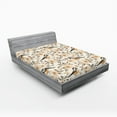 thumbnail image 2 of Ambesonne Birds and Nature Fitted Sheet, Japan Floral Print, King Size, Peach Champagne Pale Grey, 2 of 5