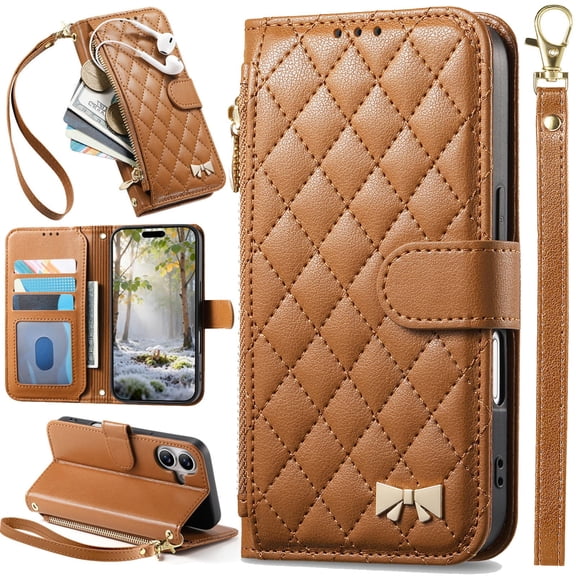 for Motorola Edge (2024) (Gen 5) Leather Case Classic Diamond Quilted Checkered Pattern Wallet, Multi-layer Card Slot, Magnetic Clasp, Wrist Strap, Metal Bow