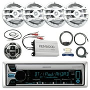 21' - 29' Pontoon Boat Marine System: Kenwood KMR-D765BT Bluetooth Receiver, 4 x 6.5" Speakers, 4 Channel Amplifer, Kenwood Wired Remote, T-spec v8 SERIES Amp Installation Kit, Enrock Radio Antenna