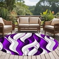 thumbnail image 4 of Purple White Moire Round Area Rug 7 FT, Non Slip Living Room Area Carpet, Modern Abstract Art Washable Soft Circular Rug Non-Shedding Floor Carpet for Bedside Office Play Room Classroom, 4 of 9
