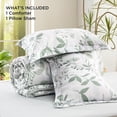 thumbnail image 3 of Twin/Twin XL Comforter Set - White & Green Floral Comforter, 2-Piece Cute Botanical Bed Set, Fluffy Soft Summer Comforter, Includes 1 Pillow Shams, 3 of 7