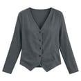thumbnail image 6 of FDGIU Women's V Neck Button Front Linen Blend Jacket, Long Sleeve Slim Cropped Lightweight Shacket with Side Pockets for Spring Summer Beach Casual Daily Layering, 6 of 6