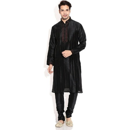

Royal Men s Jacquard Kurta Pyjama Set (ROYAL_19_Black_X-Large)