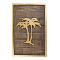 Beachcombers Pine Wood Wall Decor Decoration With Palms  Multi
