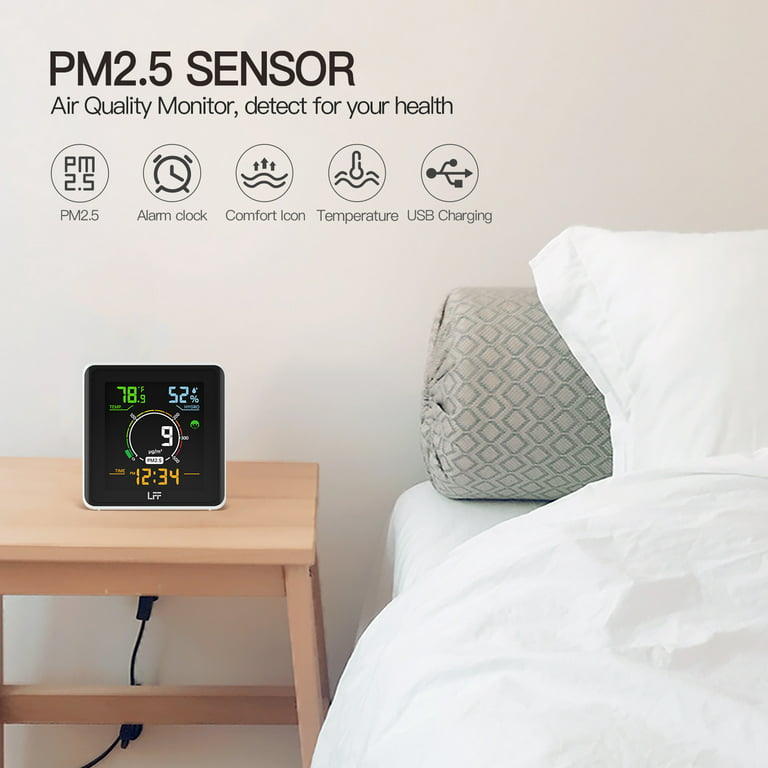 Indoor Air Quality Monitor for PM 2.5 LFF Portable Professional Tester  Sensor Meter Detector Temperature Humidity Real Time Color Display for  Home,Office,Hotel,Car 