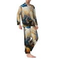 thumbnail image 2 of KLL Vintage Starry Sky Labrador Sleepwear Mens Flannel Pajamas,Long Cotton Pj Set, 2 of 7