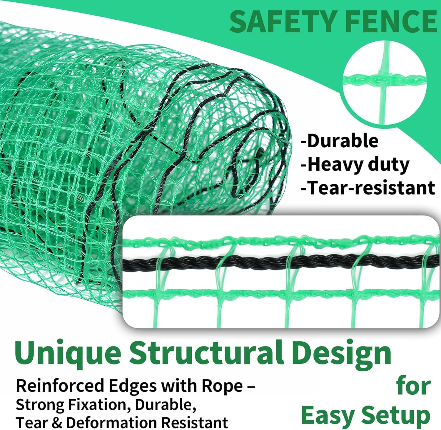 5x100ft Deer Fence Netting, Heavy Duty Plastic Mesh Fence for Deer, Rabbits, Birds & Chickens, Green Garden Netting Animal Barrier for Plants, Fruit Trees, Vegetables & Backyard Gardens
