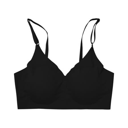 YOTMKGDO Bras for Women  Womens Comfort Lightly Lined Seamless Wireless Triangle Bralette Bra  Push Up Bra (Black  L)