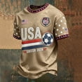thumbnail image 2 of Soccer Cup 2026 Jersey for Men, Crew Neck Short Sleeve USA Stars Graphic Tee with Waffle Knit Texture - Lightweight Breathable Performance Top for Match Day & Gym Beige L, 2 of 5