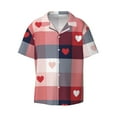 thumbnail image 4 of Uemuo Heart Plaid Pattern Cotton Linen Short Sleeve Shirts,Casual Lightweight Button Down Shirts,Vacation Beach Summer Tops-3X-Large, 4 of 7