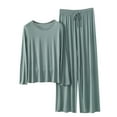 thumbnail image 2 of Fnooota Womens Pajama Sets Long Sleeve, Soft Crewneck Casual 2 Piece Sleepwear Sets Mint Green Size 2XL, 2 of 3