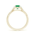 thumbnail image 2 of ANGARA Natural Oval Emerald Halo Twisted Vine Ring in 14K Yellow Gold for Women (Size-7x5mm) | May Birthstone, Birthday, Anniversary, Jewelry Gift for Women | Natural Emerald Ring, 2 of 9