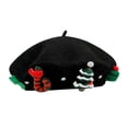 thumbnail image 2 of Abbraccia Christmas Hat Painter Hat Streetwear Headgear Decor Womens French Winter Cap for Holiday Cosplay Vacation Adults Black, 2 of 10