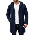 thumbnail image 6 of HBYJLZYG Men's Long Hooded Coat, Snap Button Fleece Lined Overcoat with Pockets, Casual Solid Color Outerwear for Fall Winter Daily Wear, 6 of 6