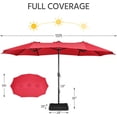 thumbnail image 3 of 15 ft Triple-size Patio Umbrella w/Base Included - Market Extra-Large Double Sided Umbrella - Twin-size Patio Parasol w/Easy Crank & 12 Strong Ribs & Ventilation Openings, Navy Blue, 3 of 9